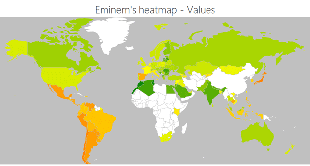 Eminem heatmap values