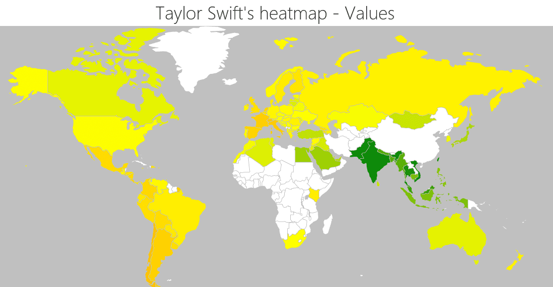 Taylor Swift Heatmap Values