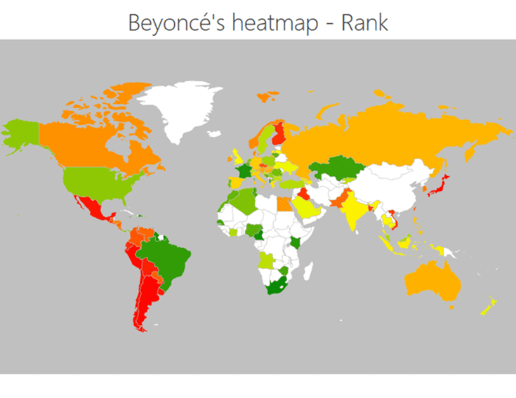 Beyoncé heatmap - rank