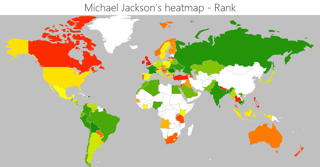Michael Jackson biggest markets by rank