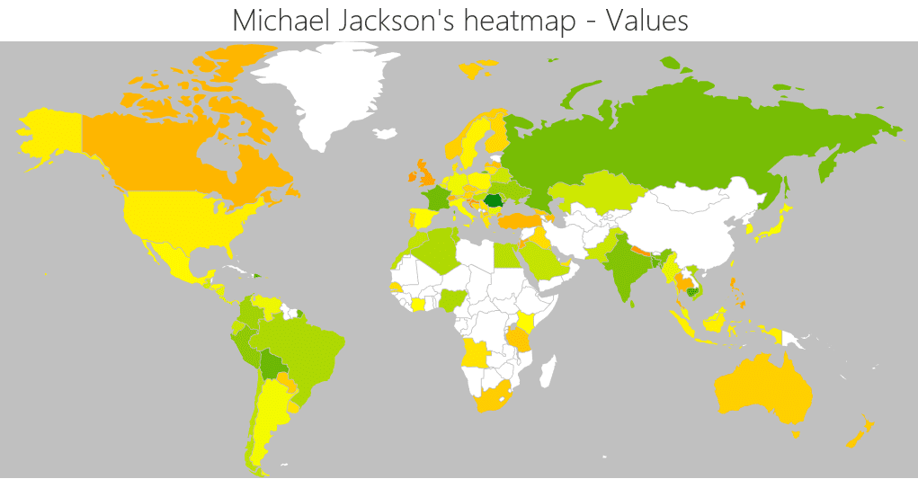 Michael Jackson biggest markets by values
